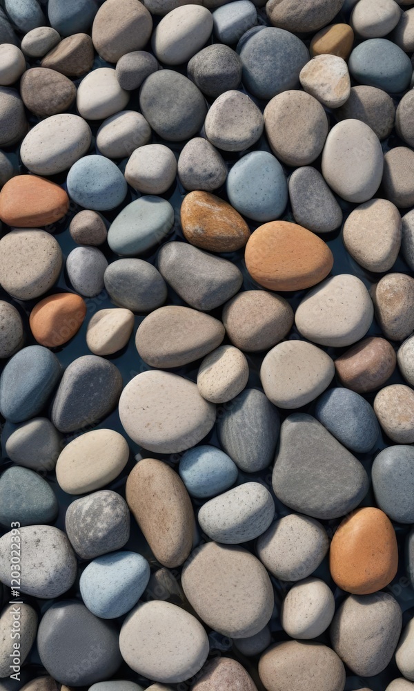 Beautifully arranged river rocks in a symmetrical pattern against a bright blue sky , stone, scenery Beautifully arranged river rocks in a symmetrical pattern against a bright blue sky , stone, scenery