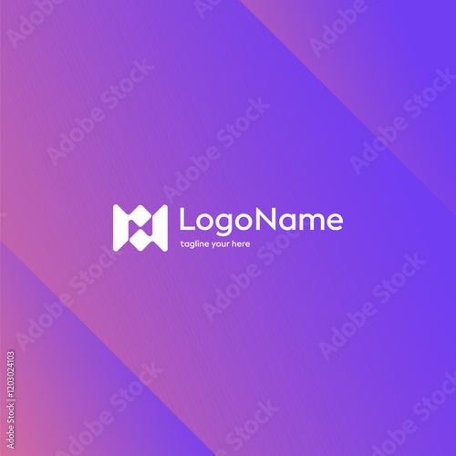 letter M tech logo design template elements