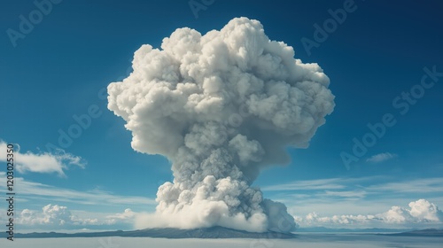 A large cloud of smoke is rising into the sky