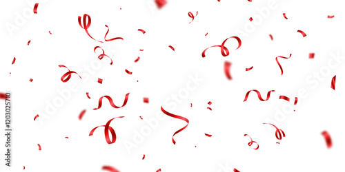 Celebration background with red zigzag confetti falling, vector illustration