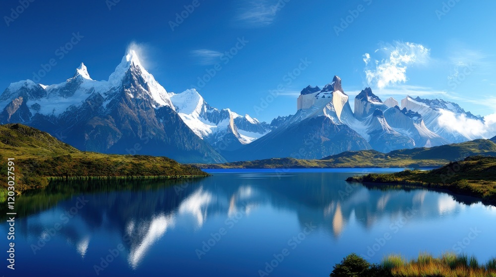 Naklejka premium Majestic Mountain Lake Reflection