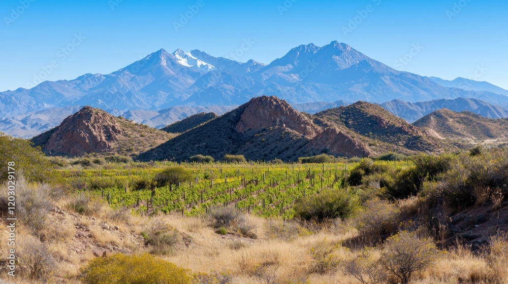 Fototapeta premium Desert Mountain Range under Clear Sky