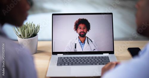 Pregnant Couple In Online Video Conference Call photo