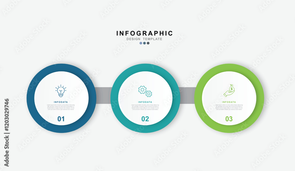 Business infographic template. 3 Step timeline journey. Process diagram, 3 options on white background Business infographic template. 3 Step timeline journey. Process diagram, 3 options on white background