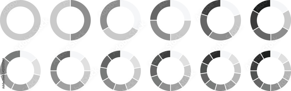Pie chart color icons. Segment slice sign. Circle section graph. Pie chart set, Circle icons for infographic. 1,2,3,4,5 segment infographic. Wheel round diagram part symbol Pie chart color icons. Segment slice sign. Circle section graph. Pie chart set, Circle icons for infographic. 1,2,3,4,5 segment infographic. Wheel round diagram part symbol