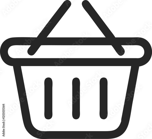 Holiday shopping basket line art icon for app and website, ecommerce business icon, vector illustration.