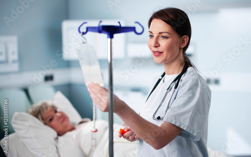 Nurse Or Doctor Examines Patient IV