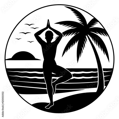 silhouette of yoga person