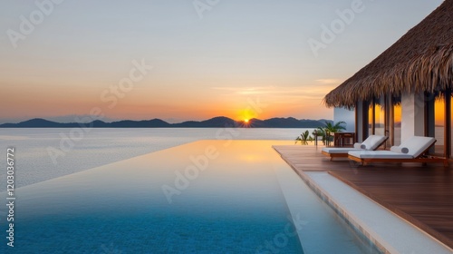 Sunset over Infinity Pool and Ocean