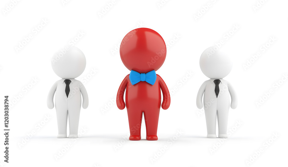 Leadership and Teamwork Concept with Red and Blue Figures in Suits Leadership and Teamwork Concept with Red and Blue Figures in Suits