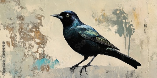 The Brewer s Blackbird showcases a stunning contrast males exhibit a glossy blend of black, midnight blue, and metallic green, while females present a subdued brown without the male s vibrant eye. photo
