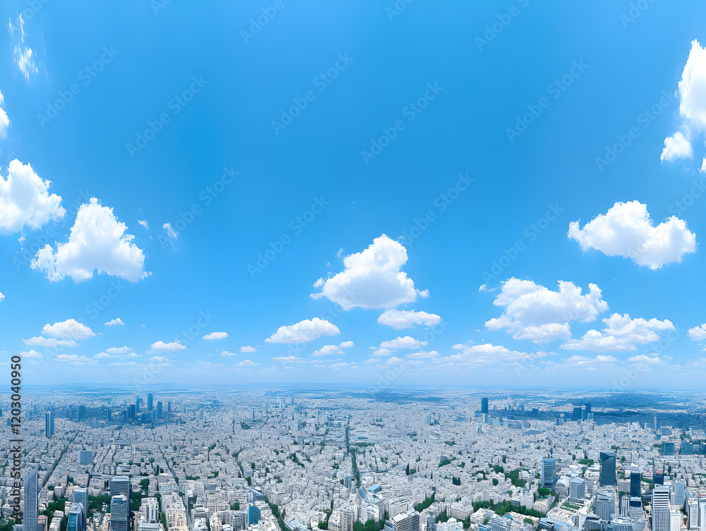 Cityscape Illustration Blue Sky White Clouds Cityscape Illustration Blue Sky White Clouds