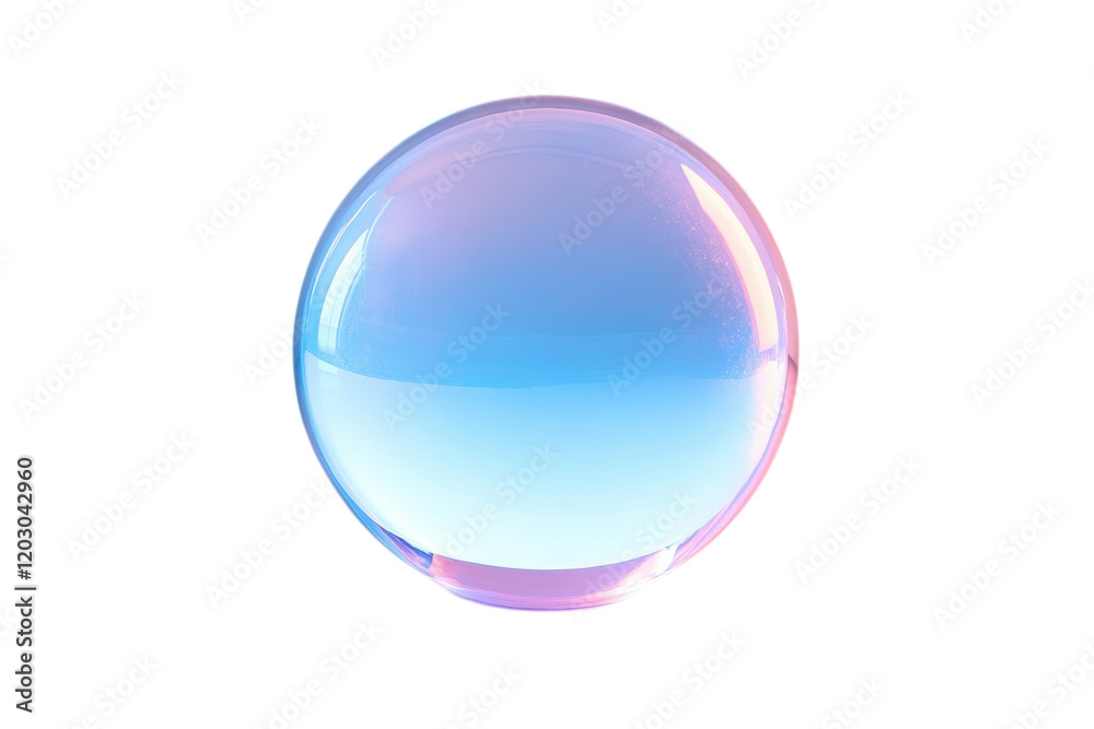 Translucent bubble with a gradient of soft pastel colors resting on a flat surface Translucent bubble with a gradient of soft pastel colors resting on a flat surface