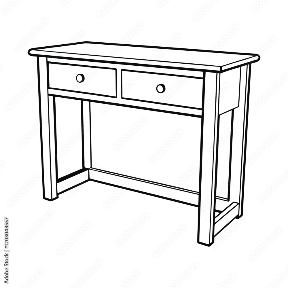 Vector line art Illustration of a Simple Wooden Console Table Vector line art Illustration of a Simple Wooden Console Table