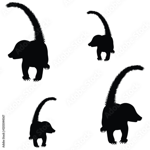 Raccoon Silhouette, Raccoon Vector Silhouette, Raccoon cartoon Silhouette, Raccoon illustration, Raccoon icon Silhouette, Raccoon Silhouette illustration