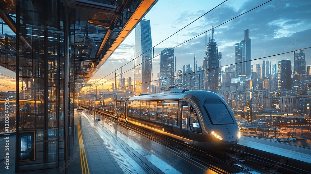 Fototapeta premium Futuristic City Transit: Rail System