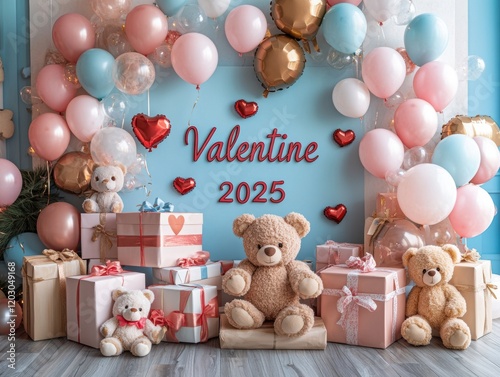 Valentine s Day 2025 Romantic Teddy Bears Balloons Gifts photo