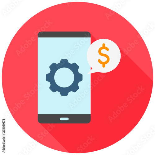 Smartphone business monitoring rounded flat color icon, use for UI, UX, app and web development, digital or print. for digital industry, education, business, finance, project management.