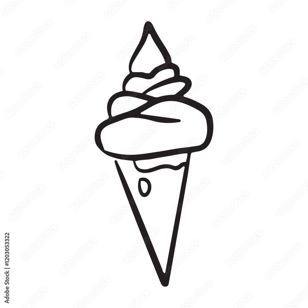ice cream cone Simple Black and White Hand Drawn ice cream cone Simple Black and White Hand Drawn