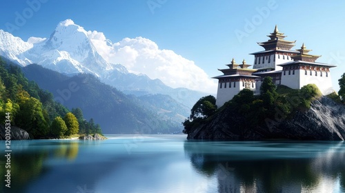 Serene Himalayan Lake Temple