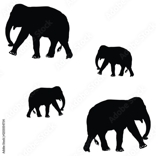 Elephant Silhouette, Elephant Vector Silhouette, Elephant cartoon Silhouette, Elephant illustration, Elephant icon Silhouette, Elephant Silhouette illustration