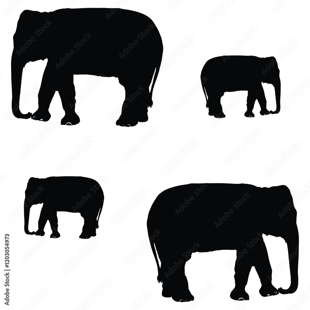 Fototapeta premium Elephant Silhouette, Elephant Vector Silhouette, Elephant cartoon Silhouette, Elephant illustration, Elephant icon Silhouette, Elephant Silhouette illustration