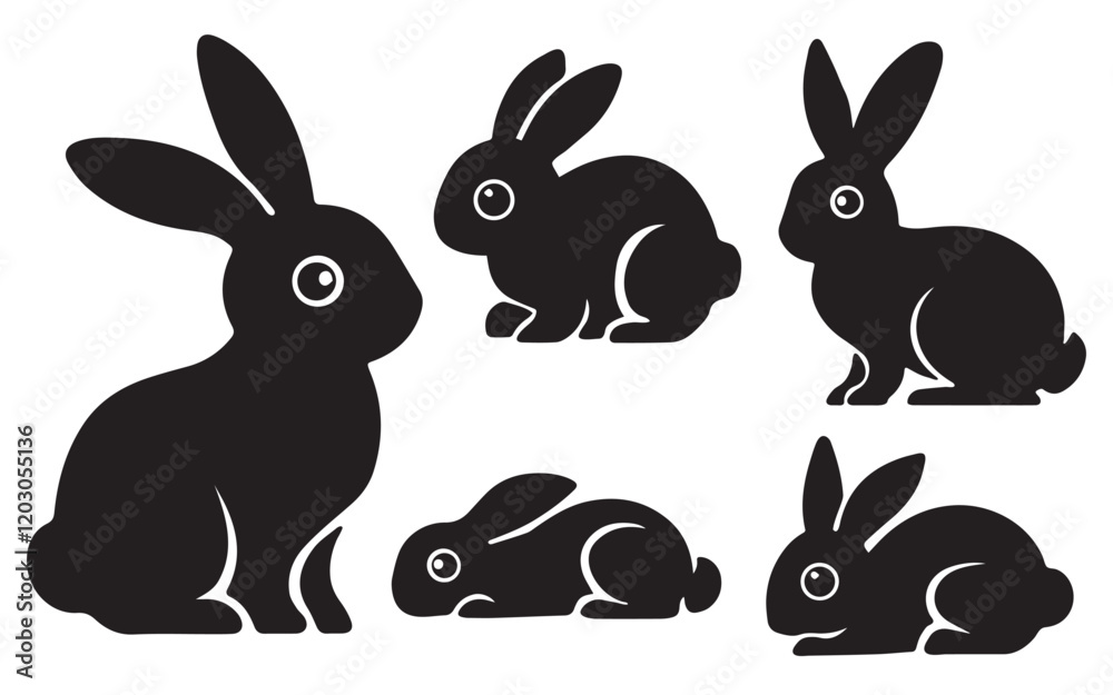 Fototapeta premium Rabbit silhouettes vector illustration animal themed designs and Easter projects ideal for digital artwork and printable crafts