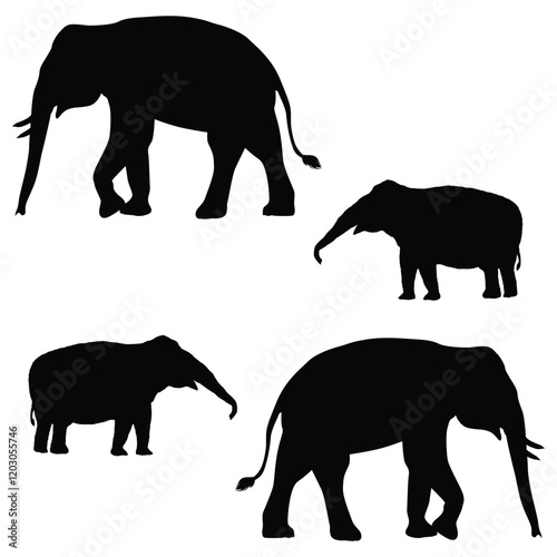 Photography Elephant Silhouette, Elephant Vector Silhouette, Elephant cartoon Silhouette, El