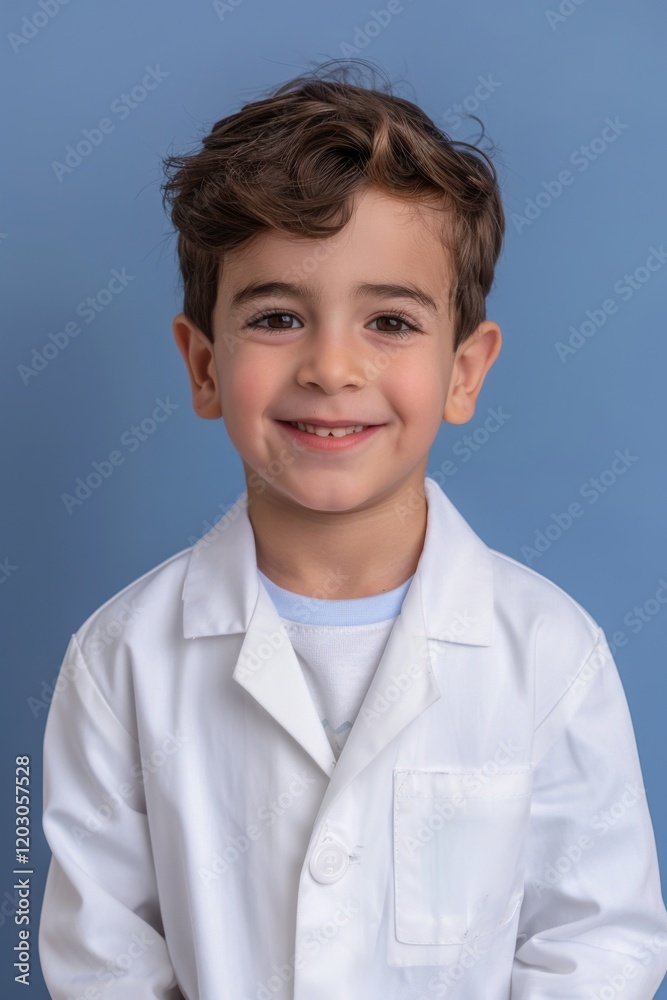 Smiling boy in a lab coat. Minimalist pastel tshirt design. Smooth curves organic shapes serene modern aesthetic. Smiling boy in a lab coat. Minimalist pastel tshirt design. Smooth curves organic shapes serene modern aesthetic.