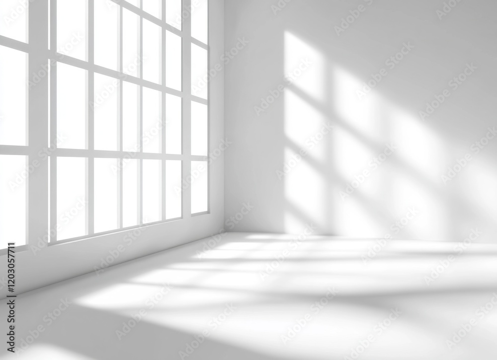 Empty white room with window shadows Empty white room with window shadows