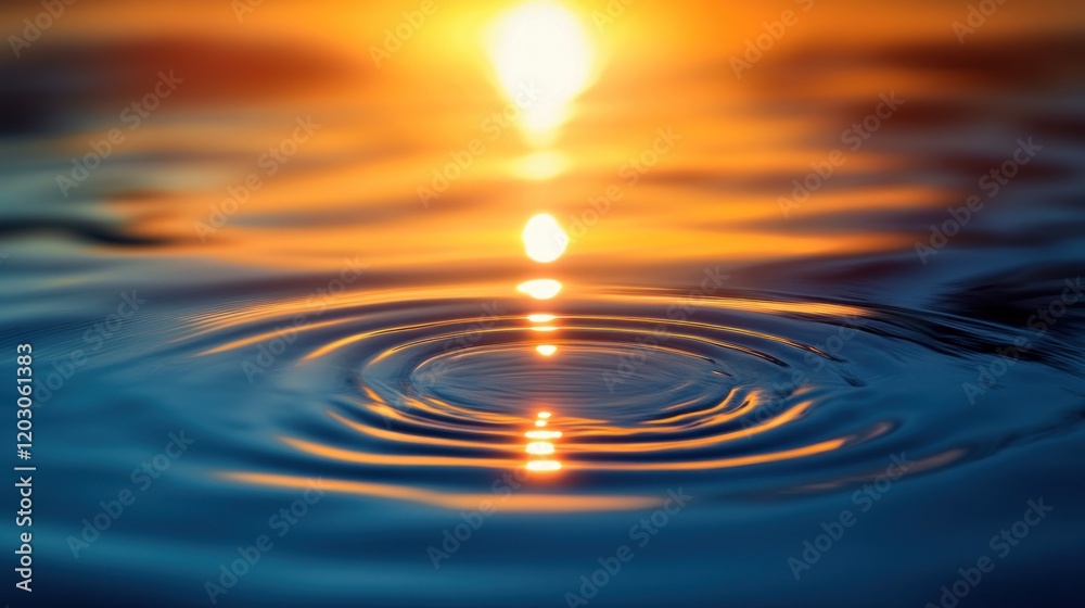 Sunset Reflection Ripples Water Surface Golden Hour