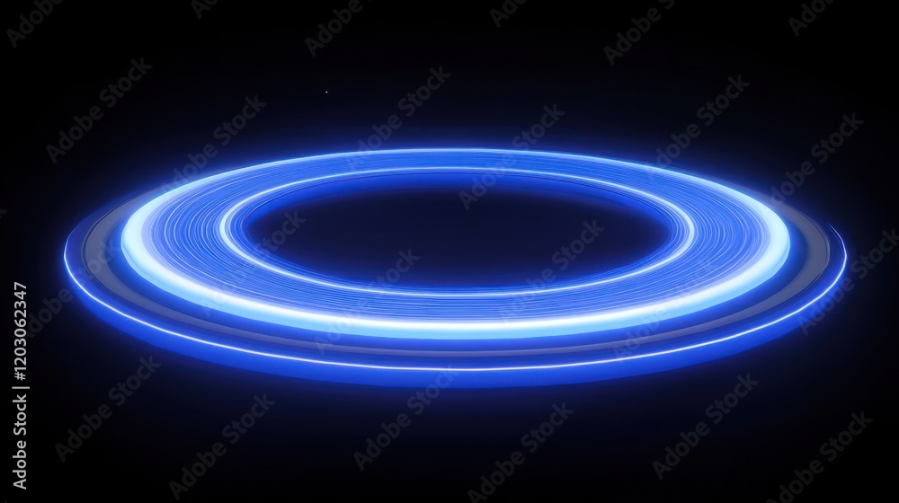 Glowing Blue Ring Abstract Neon Light Design Glowing Blue Ring Abstract Neon Light Design