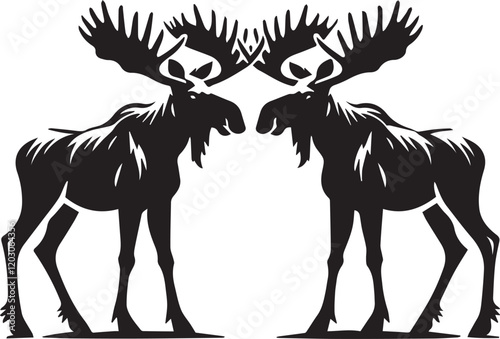 two moose silhouette victor design on isolated with the white background .