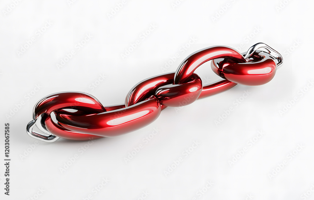 Naklejka premium Metallic Chain with a Single Red Weak Link