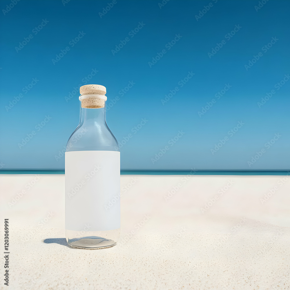 Beach Bottle Mockup 3D Render Beach Bottle Mockup 3D Render