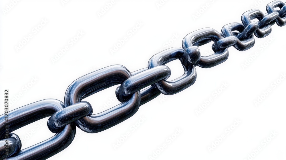 Shiny metallic chain on white background	