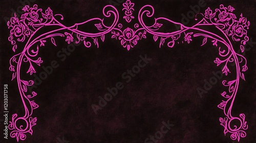 Elegant Pink Floral Arch Design On Dark Background