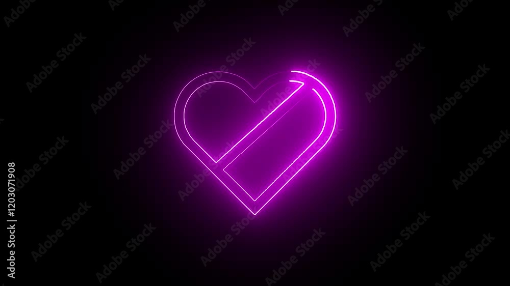 blue and red neon heart shape glowing on black background horizontal all the video