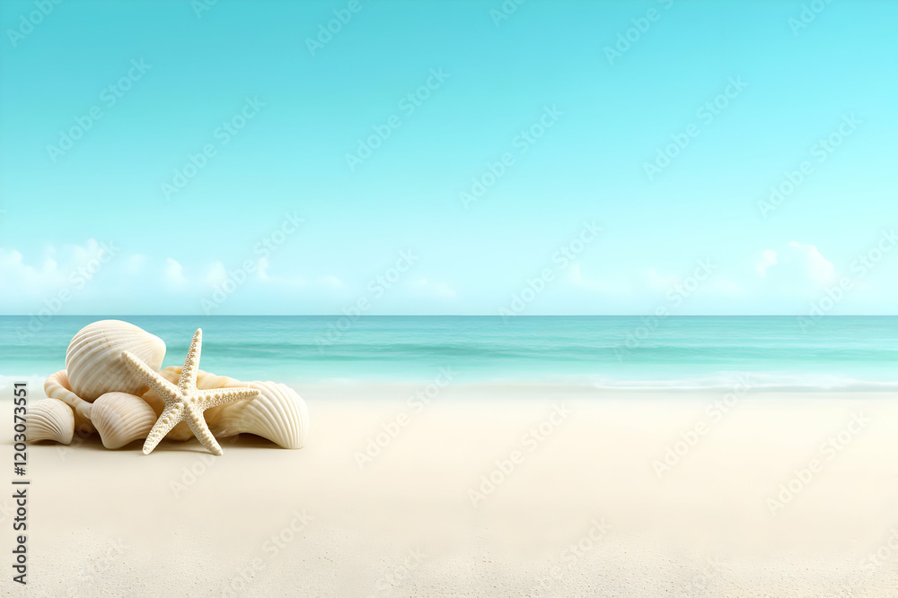 Seashells and Starfish Beach Background Seashells and Starfish Beach Background