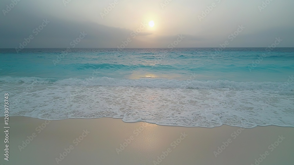 Obraz premium Serene Sunset Beach Scene