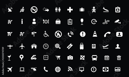 Basic user interface icon set. Universal and common website user interface icons vector collection. Solid design style for mobile phone apps. Contains symbol of folder, lock, security, and volume 