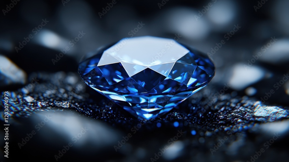 Blue diamond on dark textured surface Blue diamond on dark textured surface