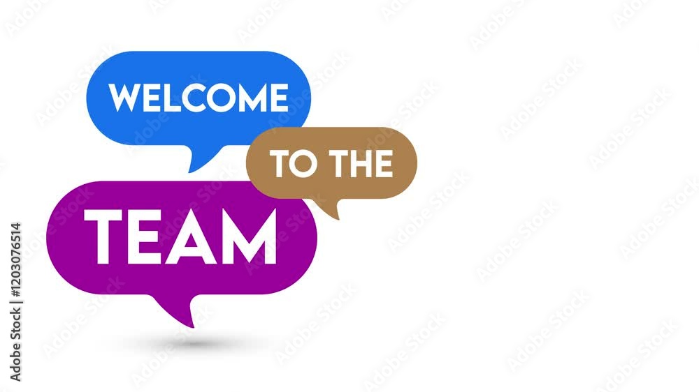 Welcome to the team speech bubble. Motion graphics animation sign for business advertising. Welcome to the team speech bubble. Motion graphics animation sign for business advertising.