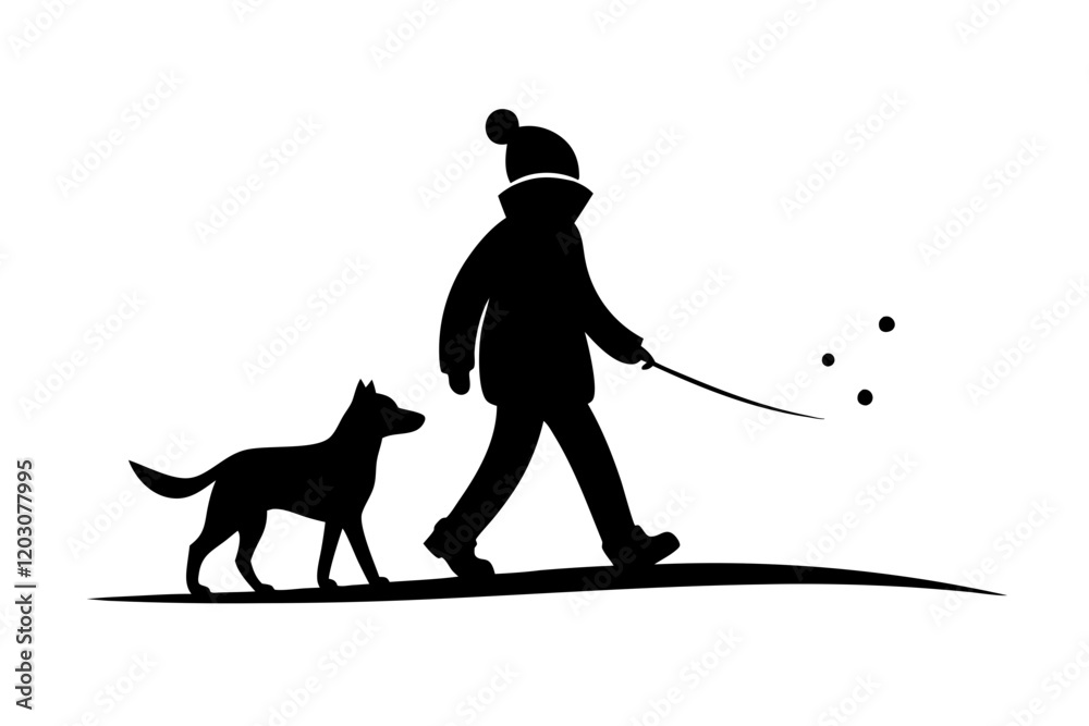 silhouette of a person with a dog silhouette of a person with a dog