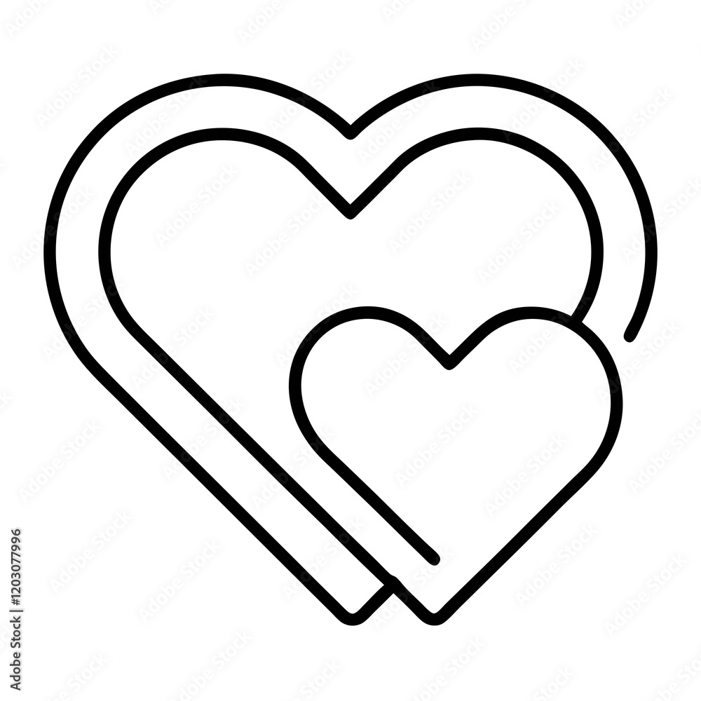 A heart with three lines. The heart is black and white A heart with three lines. The heart is black and white