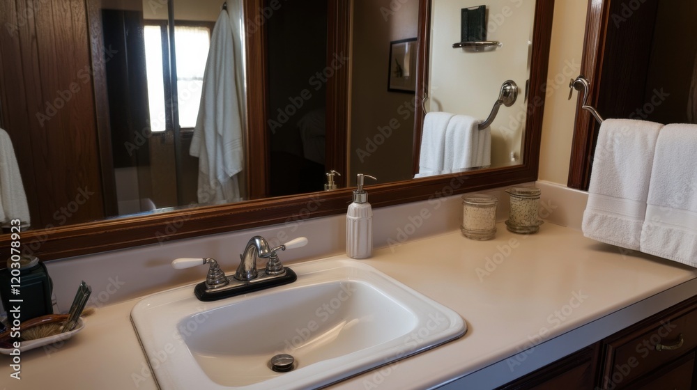 Fototapeta premium Fresh and Clean Bathroom with Sparkling Sink
