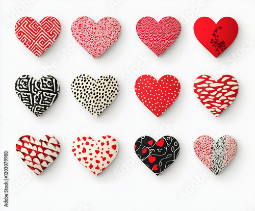 Collection set of hearts isolated on a white background