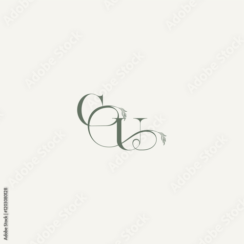 elegant and elegant logo UC wedding concept monogram letter organic hairline logotype