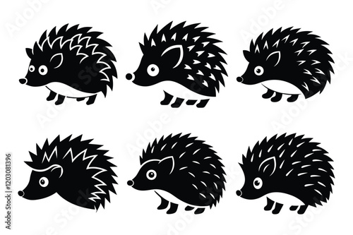 Hedgehog icon silhouette set vector illustration design with white background