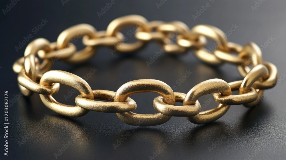 Fototapeta premium A gold bracelet with bold, chunky links on a matte black background for a striking contrast.